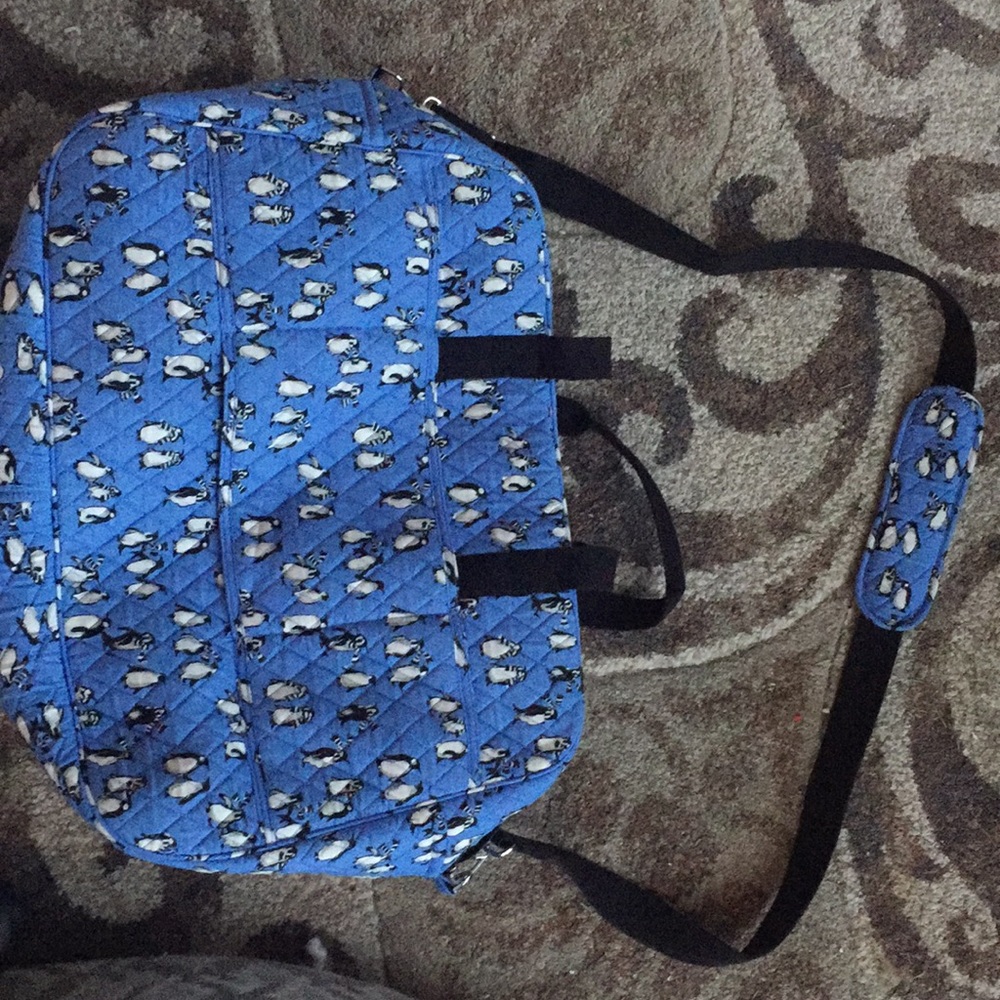Playful penguin blue weekend bag